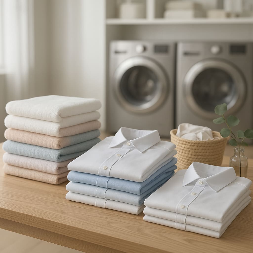 Gefaltete Wäsche in modernem Setting
